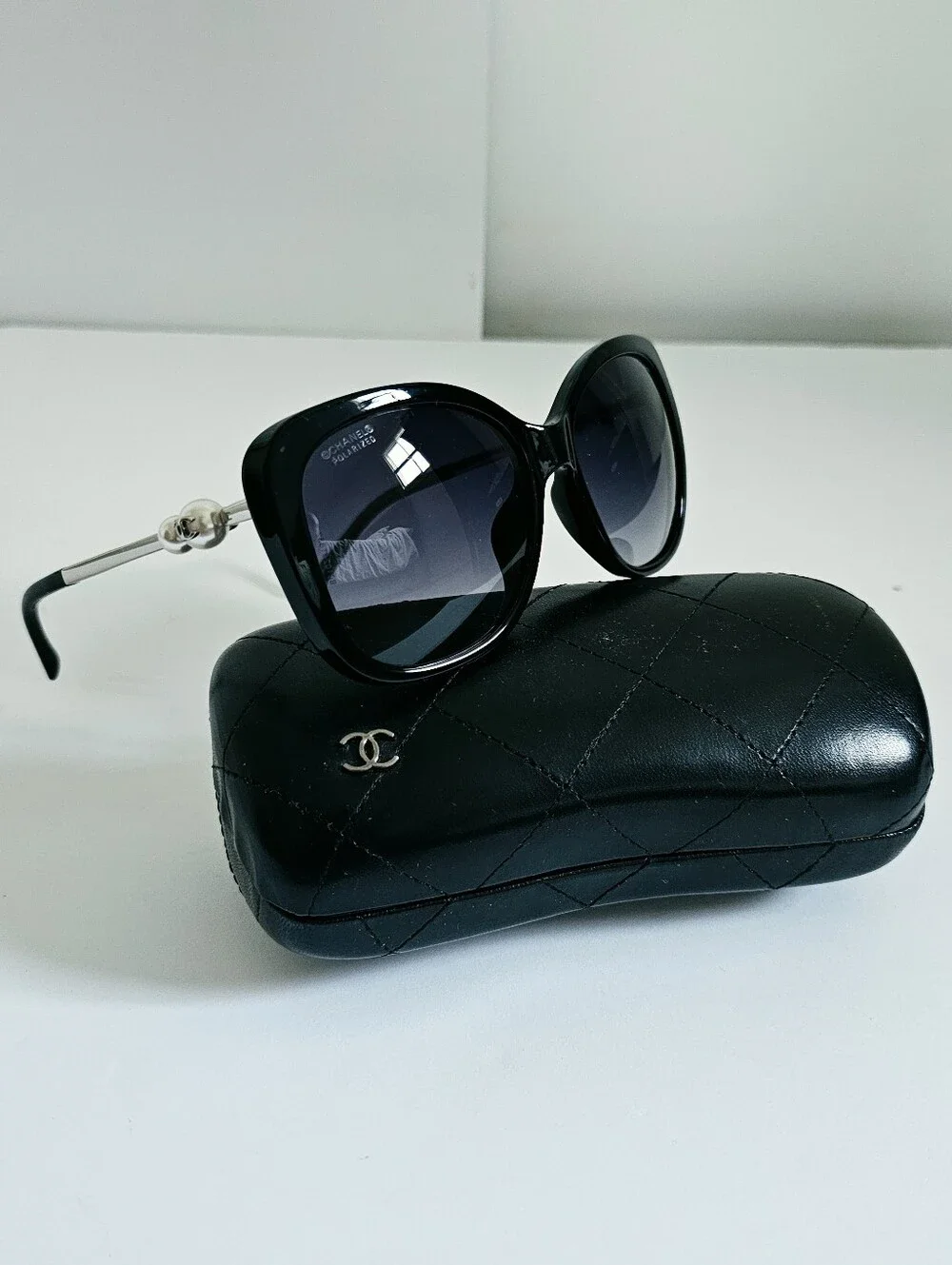 Chanel Acetate Butterfly Winter Pearl Sunglasses 5339-H Black